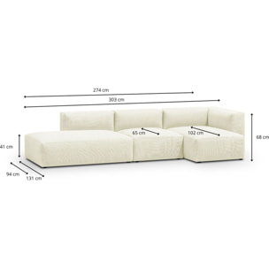 Canapé d'angle à droite modulable 5 places en tissu - MODULO NEW