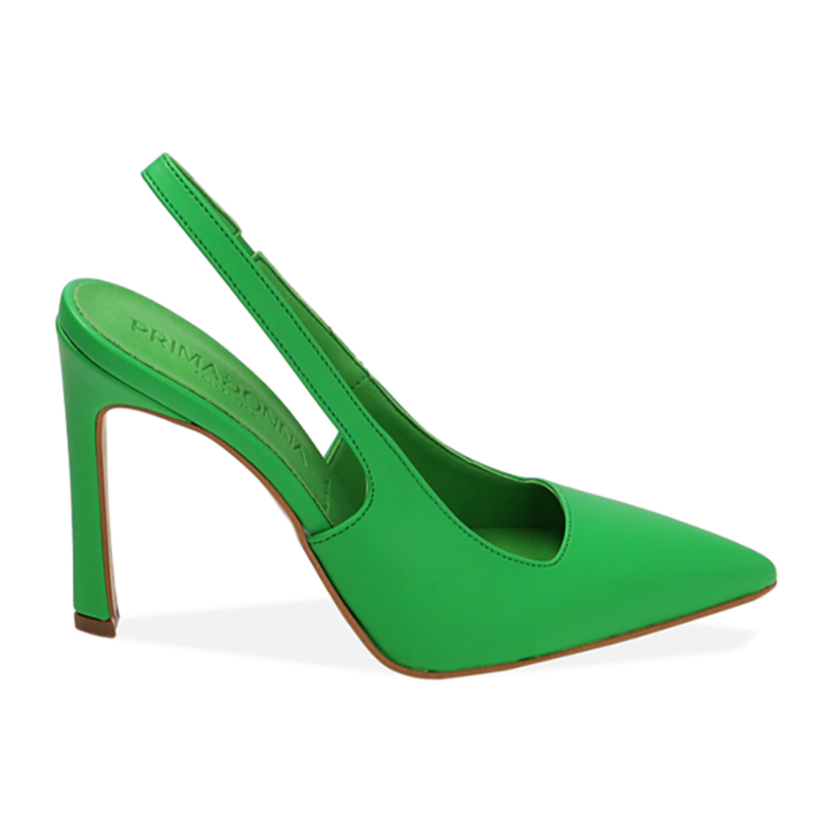 Décolleté slingback verdi, tacco 11 cm