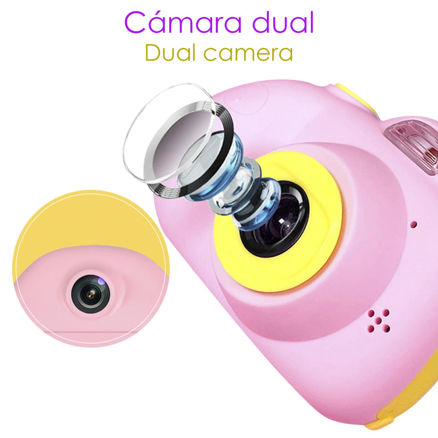 DAM Cámara digital D6V de fotos 26mpx y video HD para niños. Pantalla de 2 pulgadas. Con filtros y efectos. Lanyard de transporte. 9,3x4,5x6,8 Cm. Color: Rosa