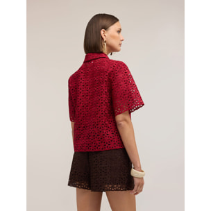 Motivi - Camisa boxy de encaje macramé - Rojo