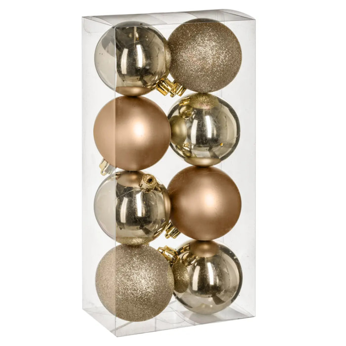 Lot de 8 boules D.7cm or