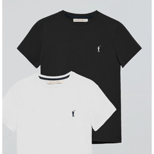 Pack mujer de dos camisetas negra y blanca de manga corta con logo bordado Rigby Go