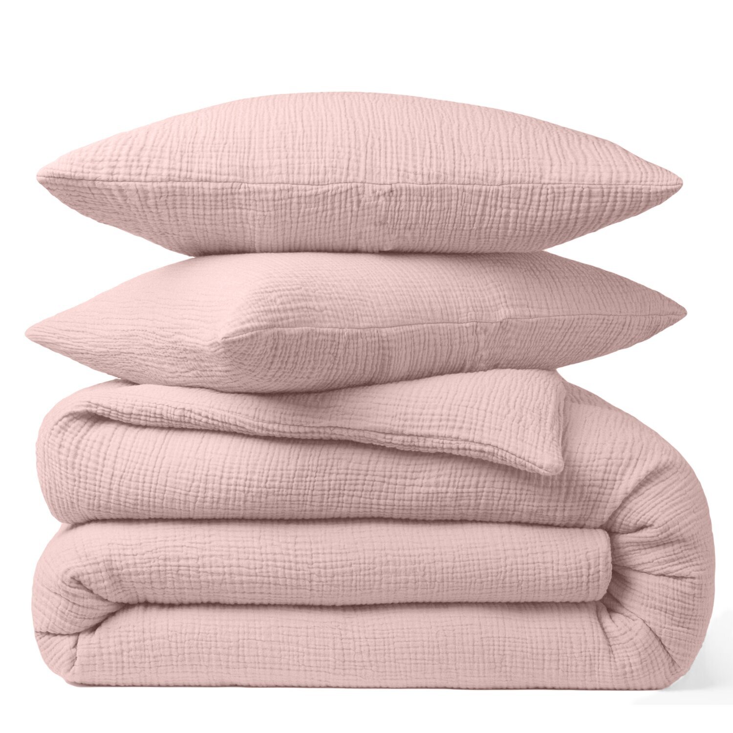 Paire de Taies d'oreiller gaze de coton rose lotus