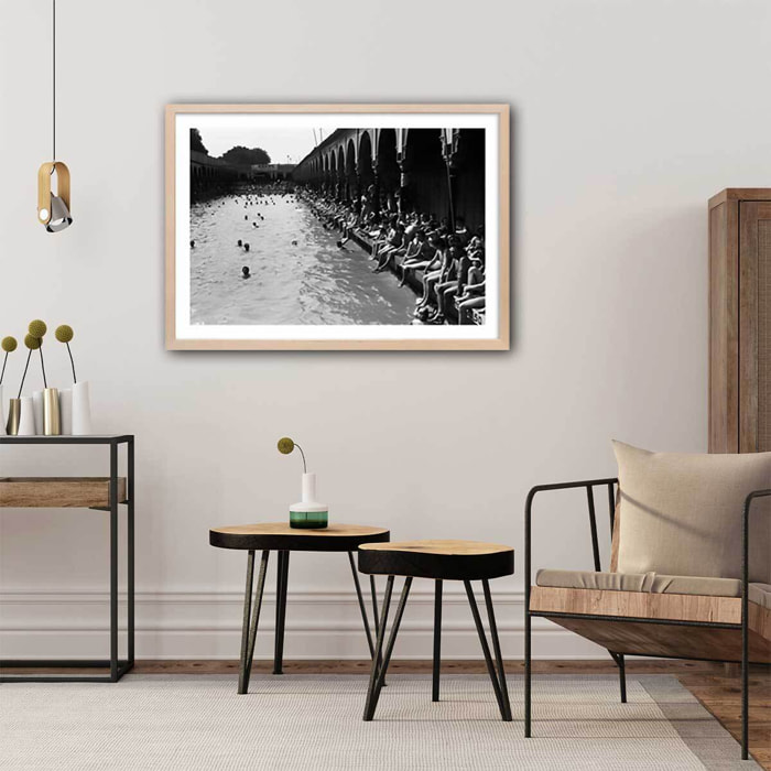 Affiche photo ancienne Piscine Deligny - Paris Affiche sous cadre bois