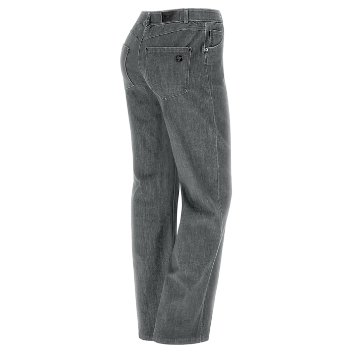 Jeans vita regular e gamba ampia con cuciture centro gamba