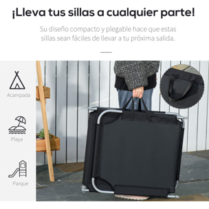 Tumbona Plegable Tumbona Jardín Exterior con Respaldo Ajustable en 5 Posiciones y Estructura Metálica Carga 120 kg para Terraza Piscina Playa 187x55x24 cm Negro