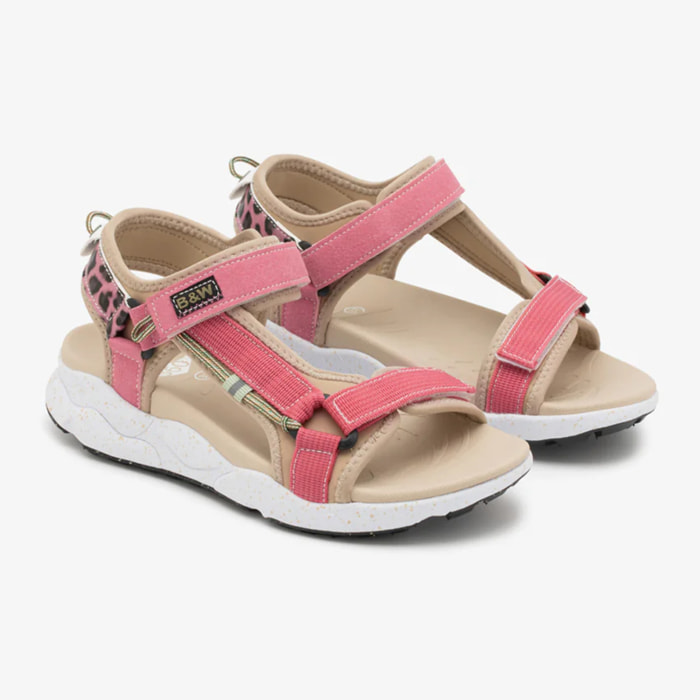 Sandalias Abiertas con Estampado Animal en Rosa