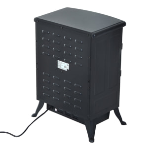 Cheminée électrique poêle style rétro thermostat 1000-2000 W noir
