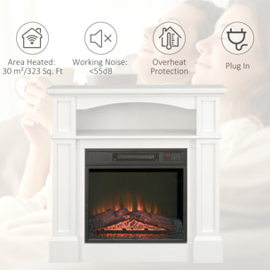 Cheminée électrique XL style classique chic 1800W  effet flammes LED réglable télécommande blanc