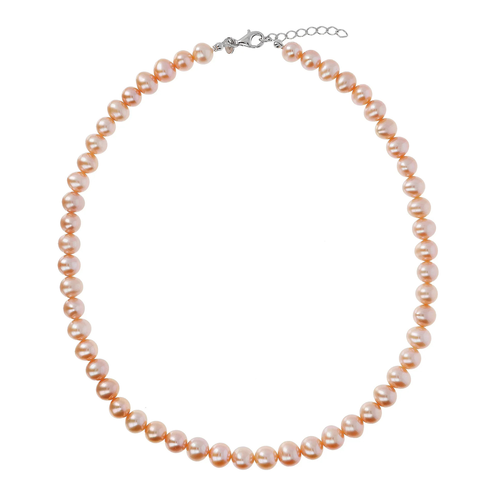 PERLAVIVA - Collana Girocollo in Argento 925 placcato Rodio con Perle d'Acqua Dolce Verde Petrolio Ø 7/8 mm