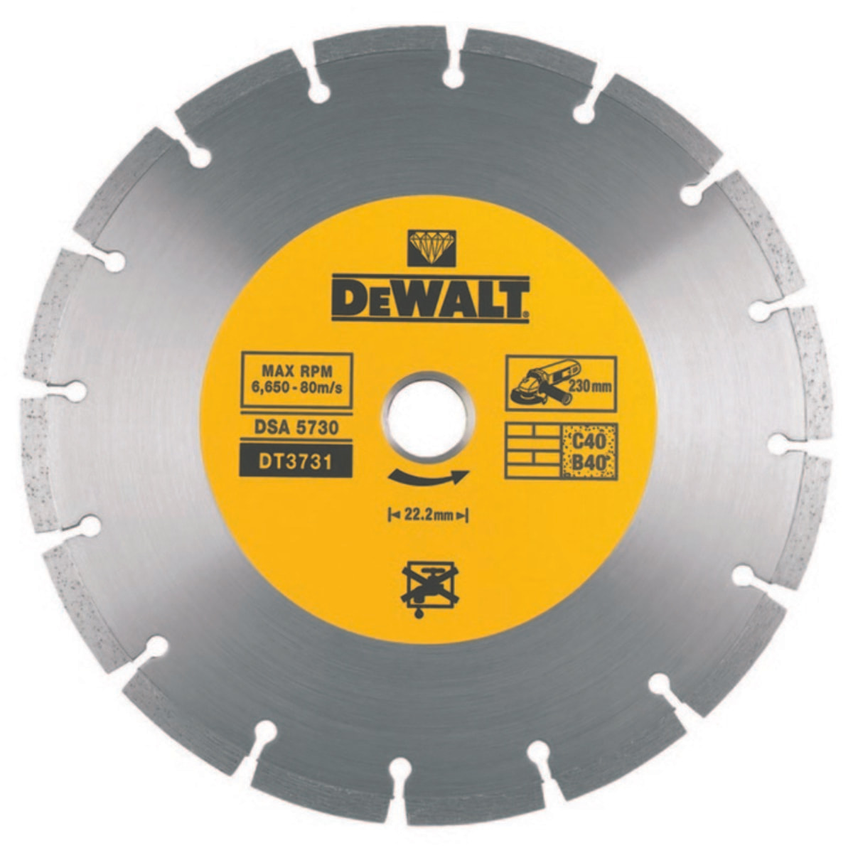 Disque diamant segmenté DEWALT Ø 230 MM - DT3731