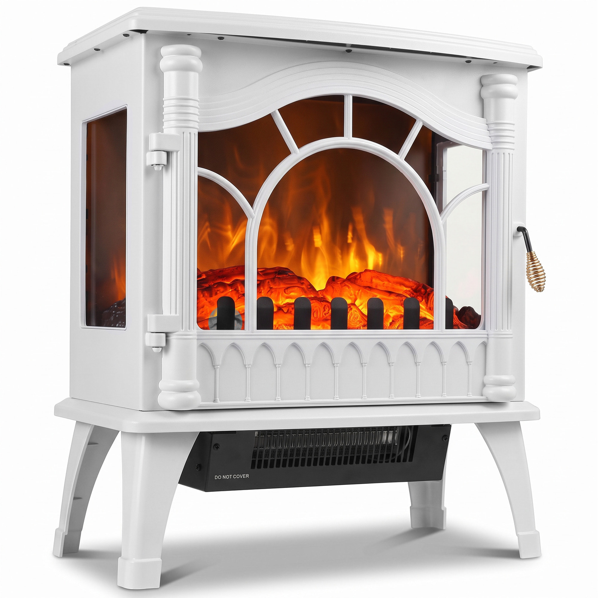 Chimenea Eléctrica 1000W/2000W Chimenea Decorativa de Pie con Temperatura Ajustable Bajo Consumo Protección contra Sobrecalentamiento Efecto de Llama 3D para Sala 15-30 m² Blanco