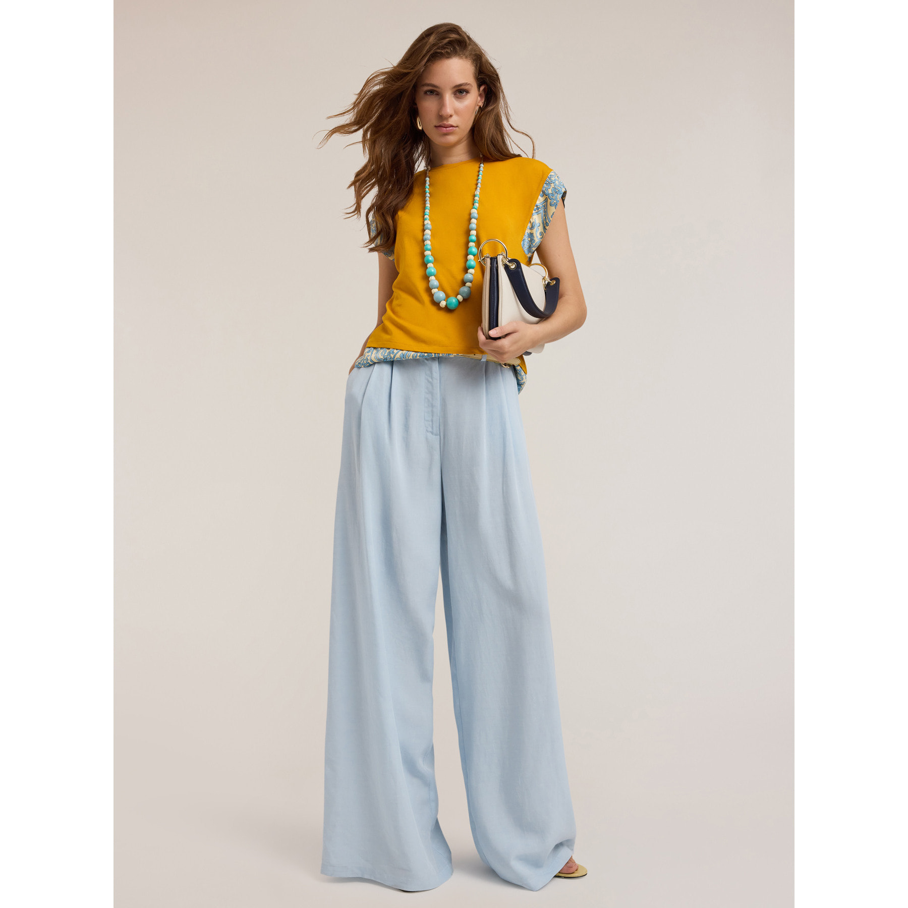 Motivi - T-shirt con bordi stampati - Giallo