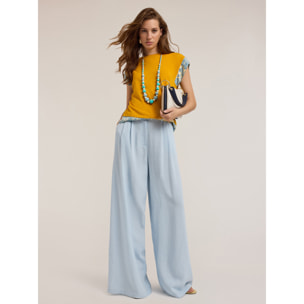 Motivi - T-shirt con bordi stampati - Giallo