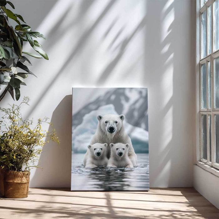 Tableau famille ours polaire Toile imprimée