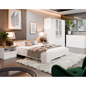 Francesco - lit - 160x200 cm - bois et blanc - Bois / Blanc