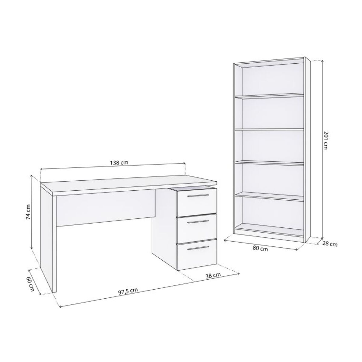 Pack office Sasha Plus Blanco Artik (Blanco Mate)