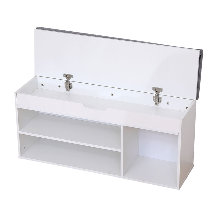 Meuble à chaussures trois casiers avec coffre blanc ALAN