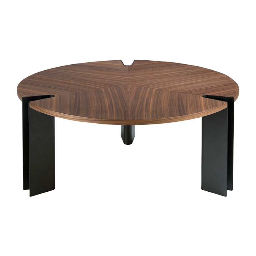 Mesa centro Angel Cerda madera chapada en nogal 90x90x36cm