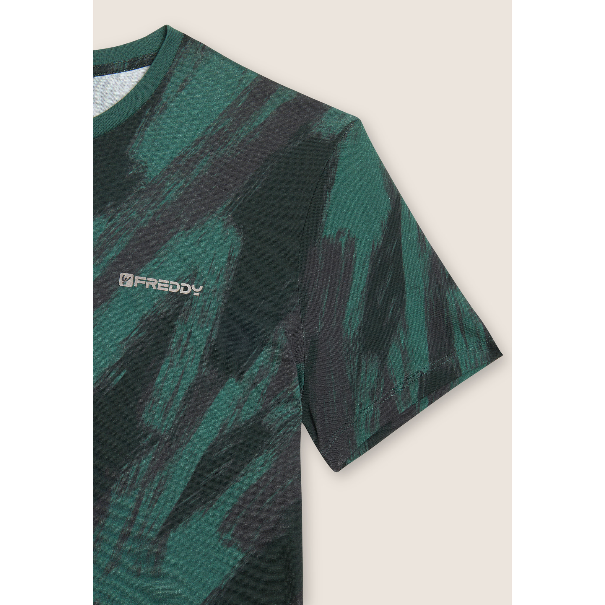 T-shirt stampata effetto pennellata in cotone