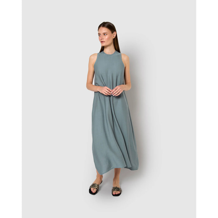 Vestido largo sin mangas fluido índigo