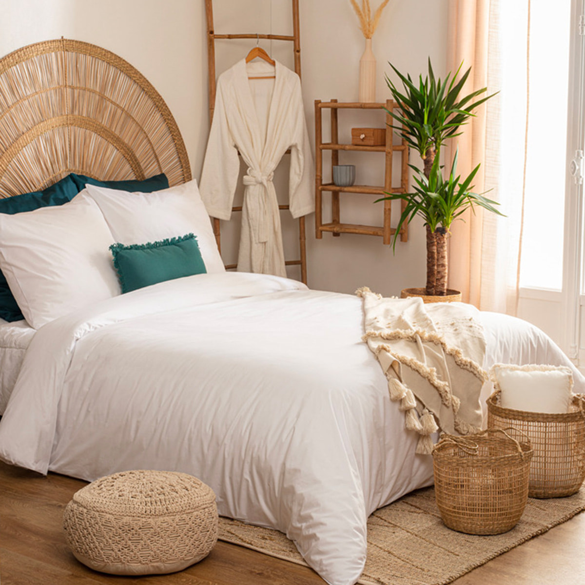 Parure de lit - percale - blanc - 220x240 cm