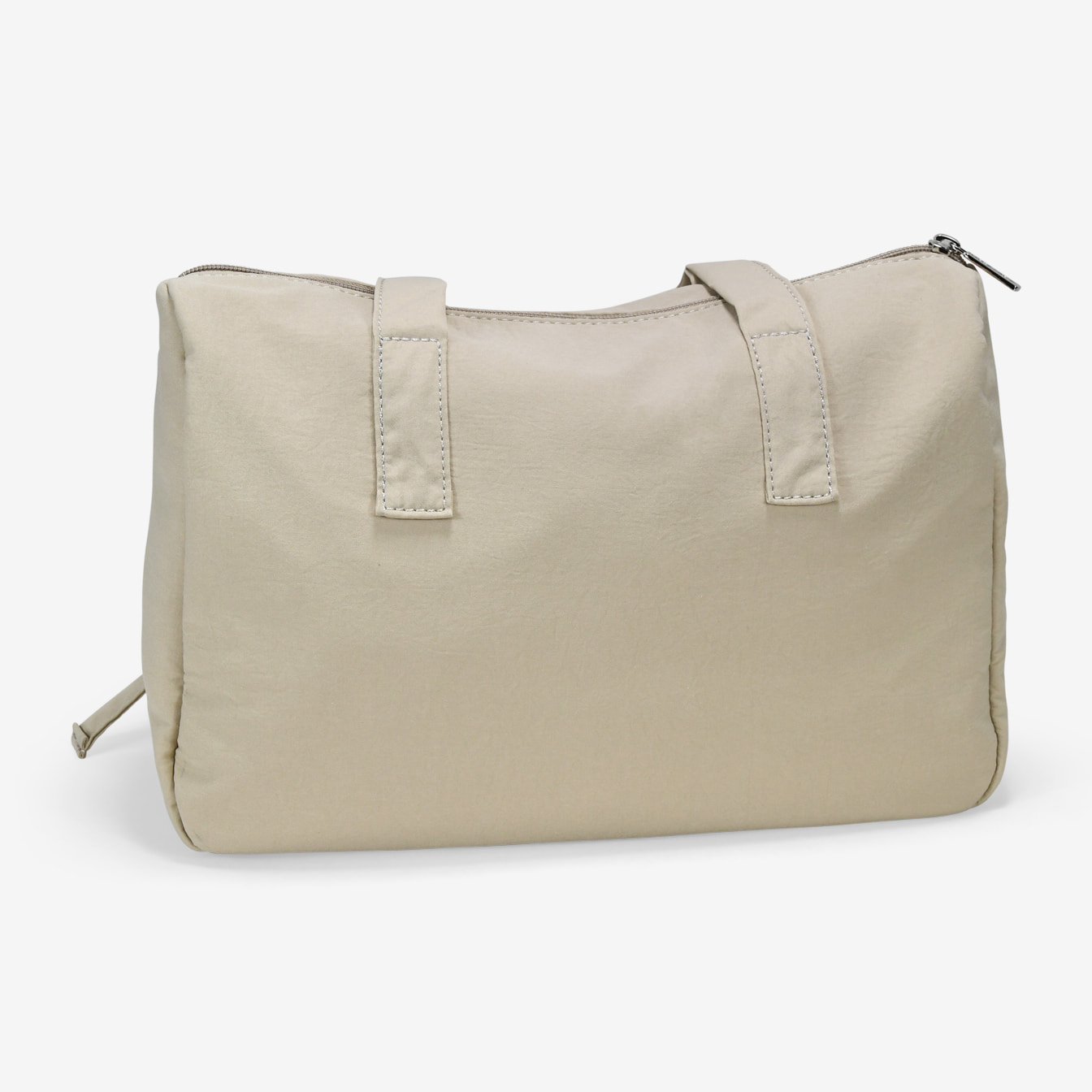Bolso de hombro beige en nailon con charms