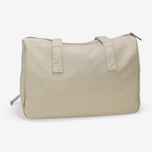 Bolso de hombro beige en nailon con charms