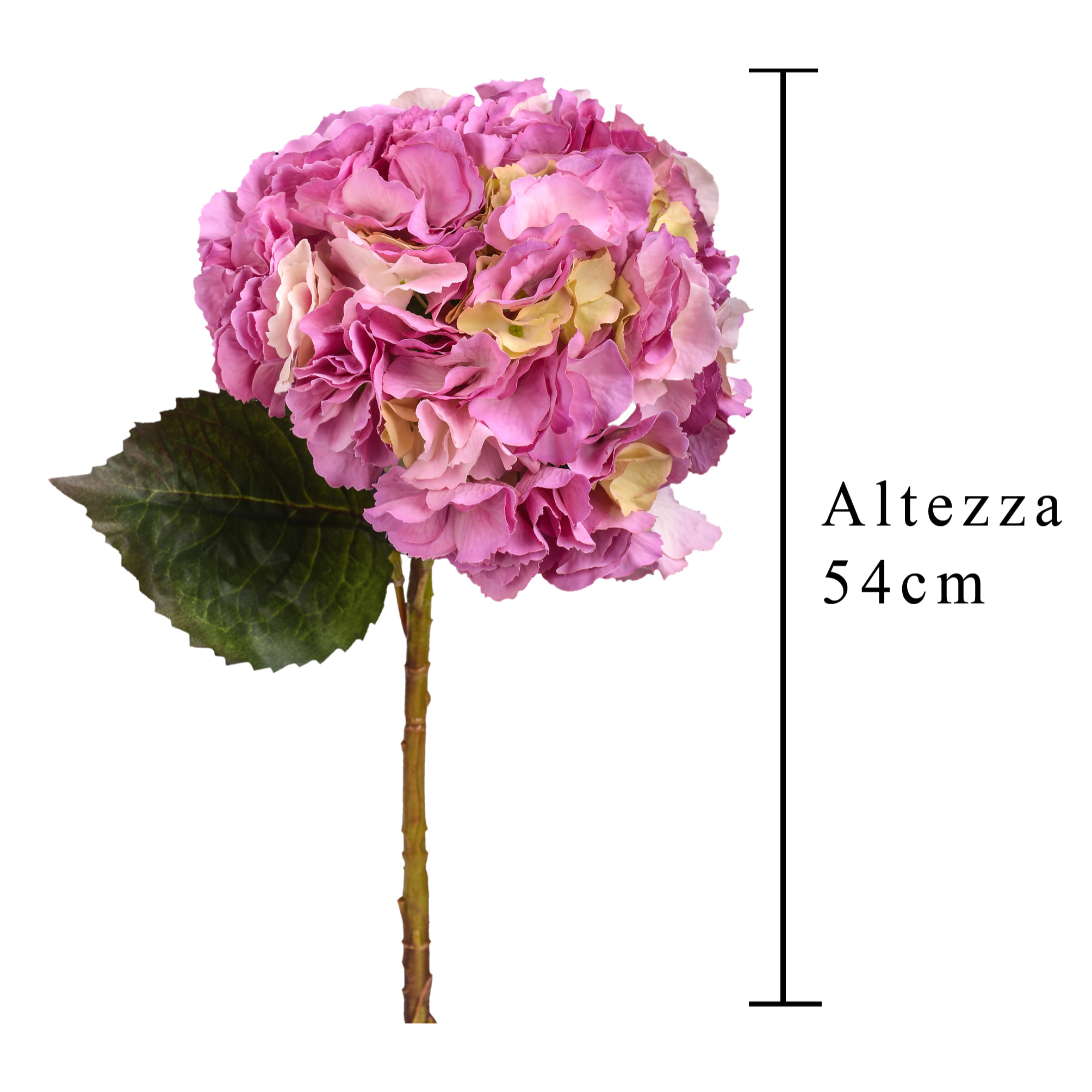 Ortensia. Altezza 54 Cm - Pezzi 3 - 20X54X20cm - Colore: Rosa - Bianchi Dino - Fiori Artificiali