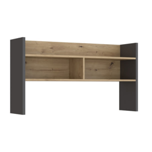 Sur-meuble de bureau avec rangements effet bois et gris foncé - L 110 CM -KIAKA