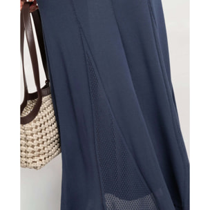 Vestido largo de punto con godets