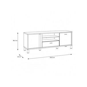 Meuble TV en bois effet chêne et noir L155cm - YAL