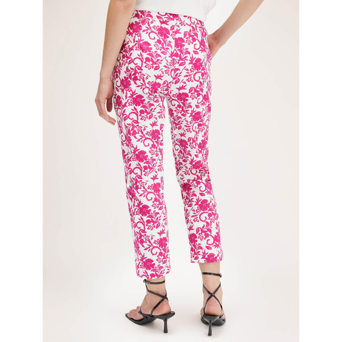 Motivi - Pantalones regular con estampado floral - Fuchsia