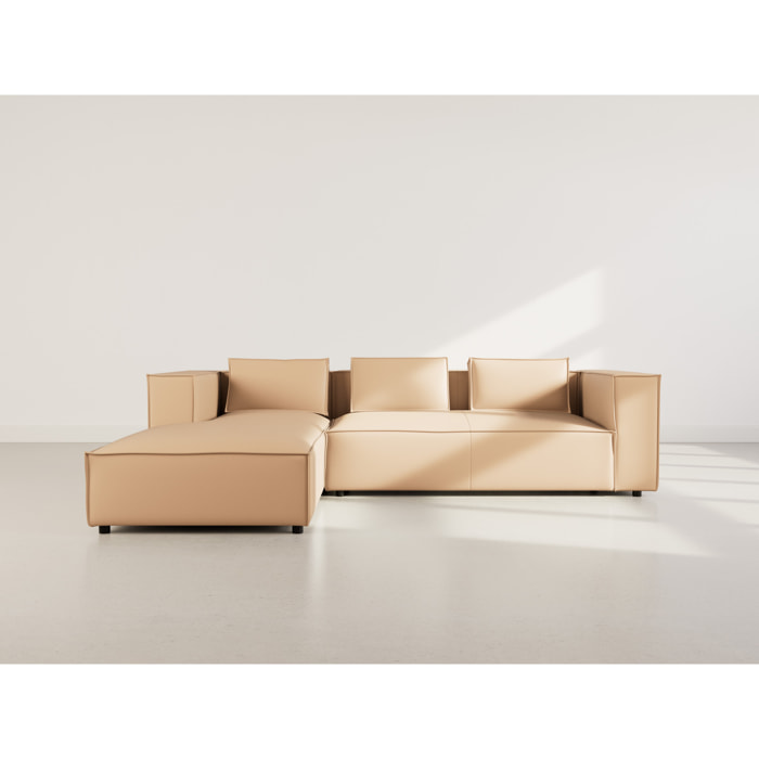 Stella - canapé d'angle gauche 4 places en simili - Taupe