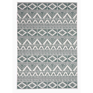 Tapis d'extérieur Reversible befe aux motifs ethniques vert et beige