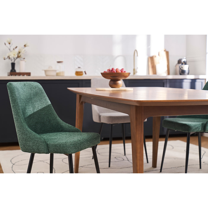 Chaises design en tissu effet velours texturé vert foncé et métal noir (lot de 2) CULT