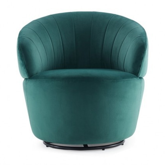 Fauteuil rond pivotant en velours - 5 coloris - ROMANE