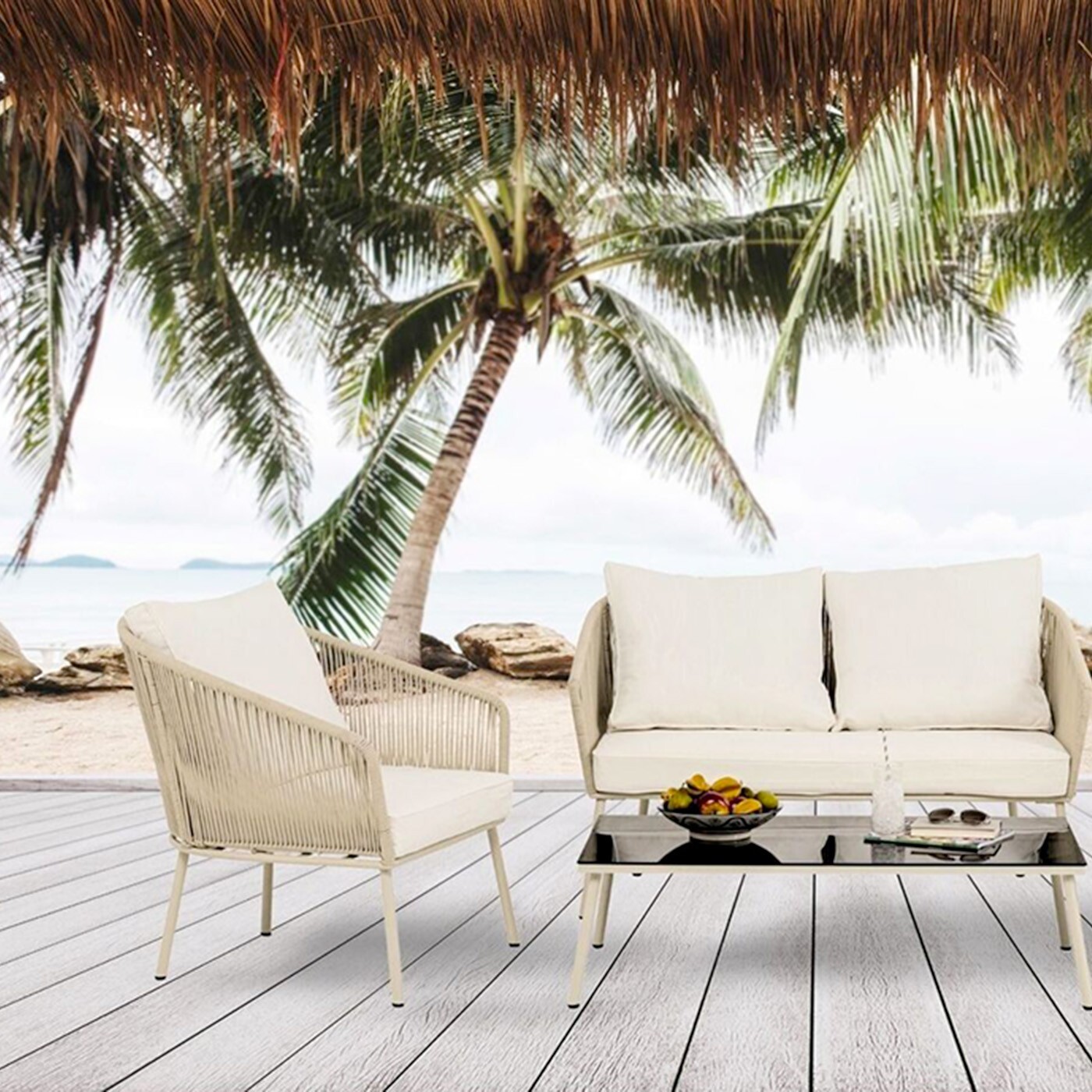 Fauteuil de jardin Elba crème Kare Design