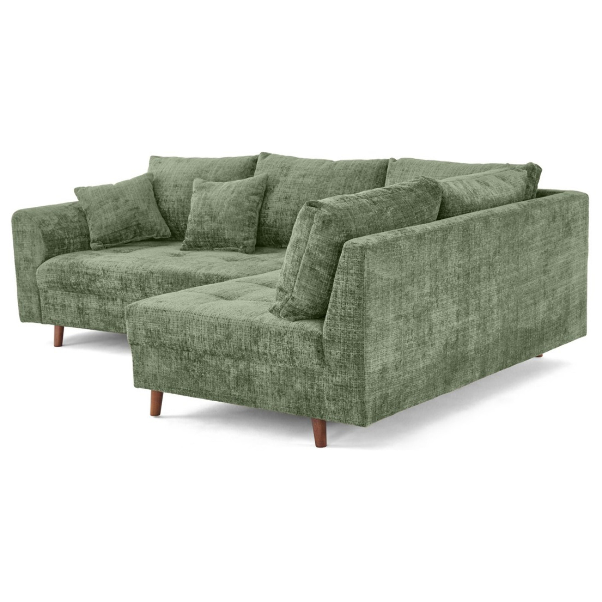 Rune - canapé d'angle droit 4 places en velours texturé - Vert sauge