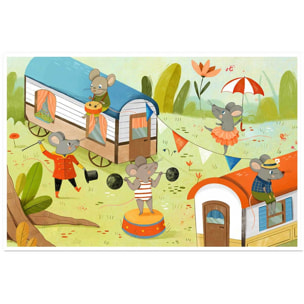 Affiche enfant roulottes de cirque  Affiche seule