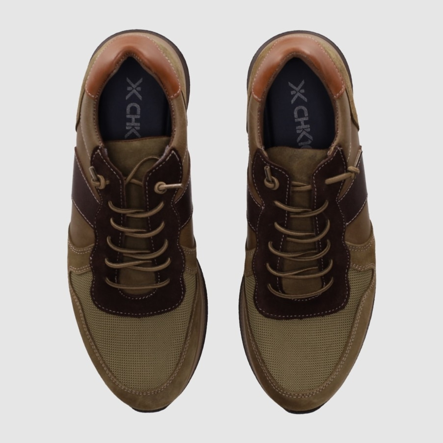 Deportivos de Piel - Kaki - Tacón: Bajo