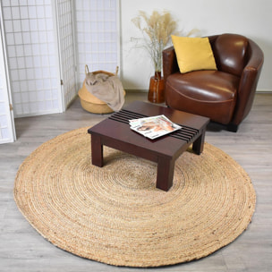 Tapis rond fait à la main en jute motif uni CIDO