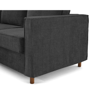 Jake - canapé déhoussable d'angle gauche 5 places en velours texturé - Gris Anthracite