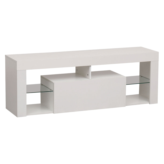 Meuble TV 140cm blanc à LED DARYL