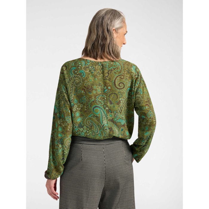 Elena Mirò - Blusa in viscosa stampata paisley - Verde