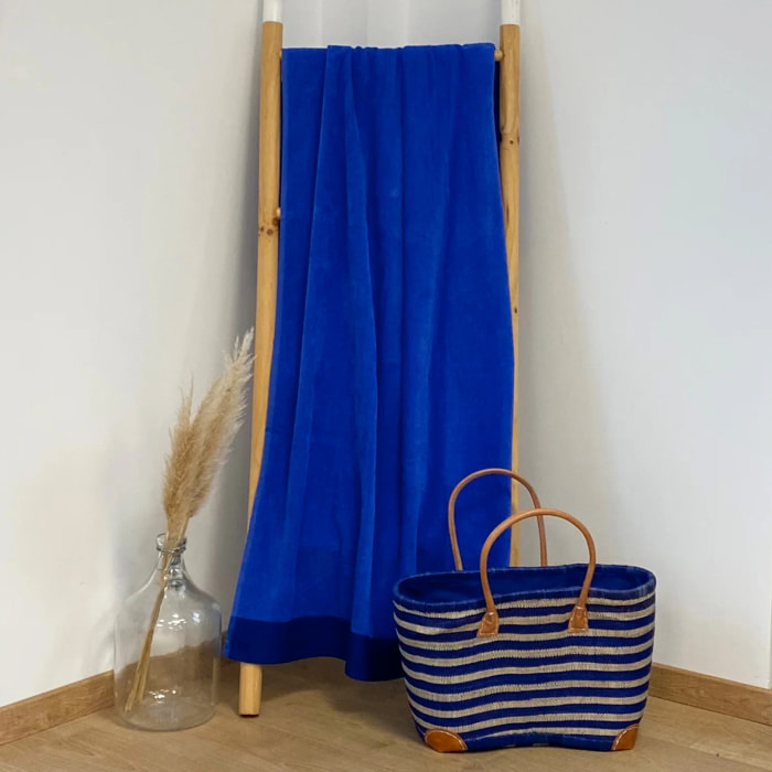 Serviette de bain L éponge velours unie - Shady Royal - 370g/m²
