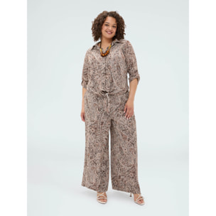 Fiorella Rubino - Camicia stampata con nodo - Marrone