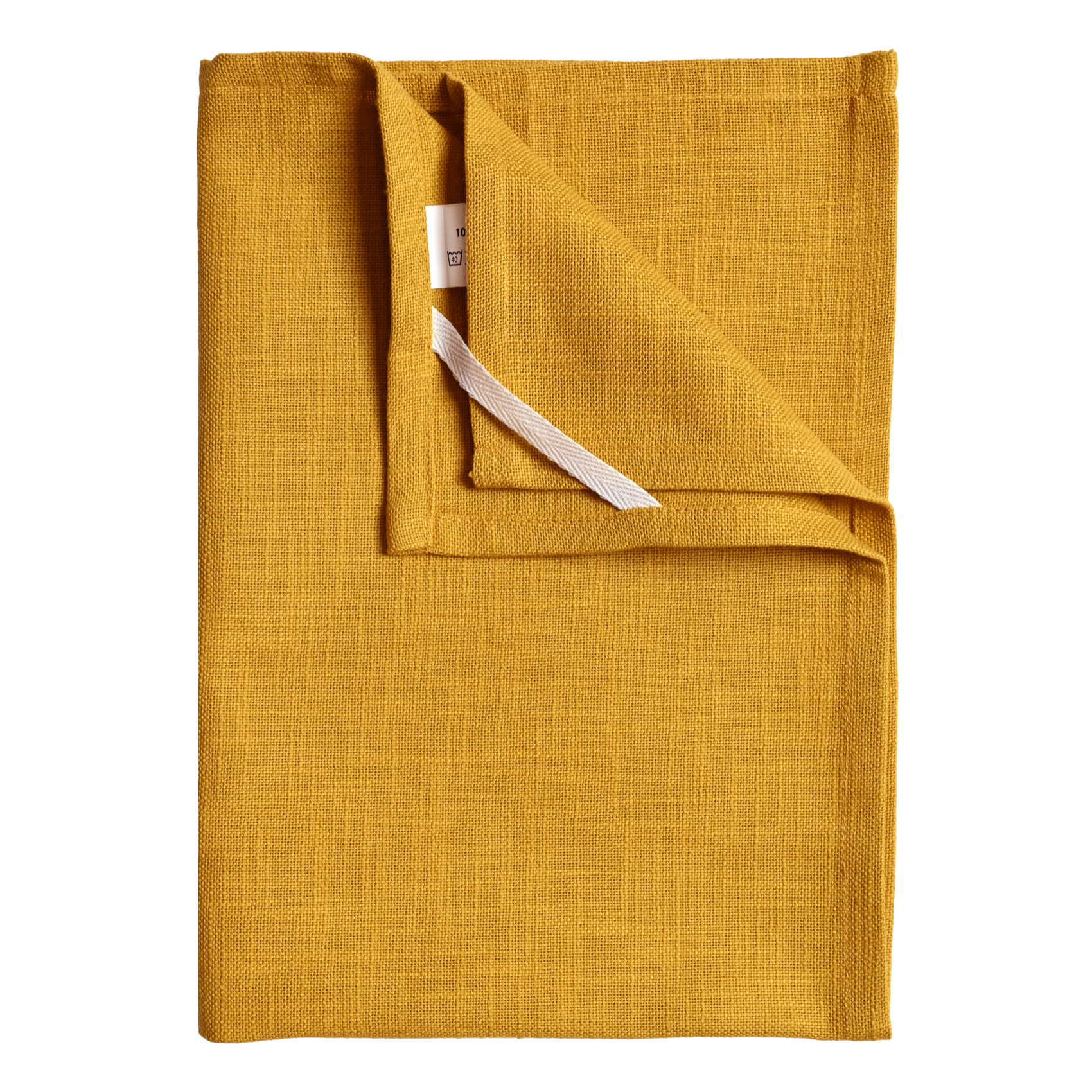 Torchon de cuisine en coton uni aspect tissé - Jaune Ocre