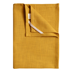 Torchon de cuisine en coton uni aspect tissé - Jaune Ocre