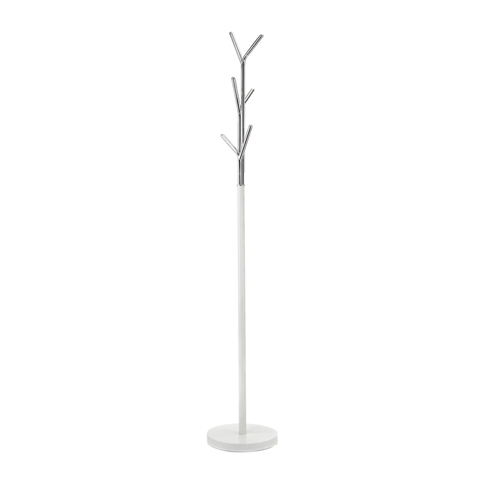 Perchero Árbol metal blanco y cromo 175x31x31 cm